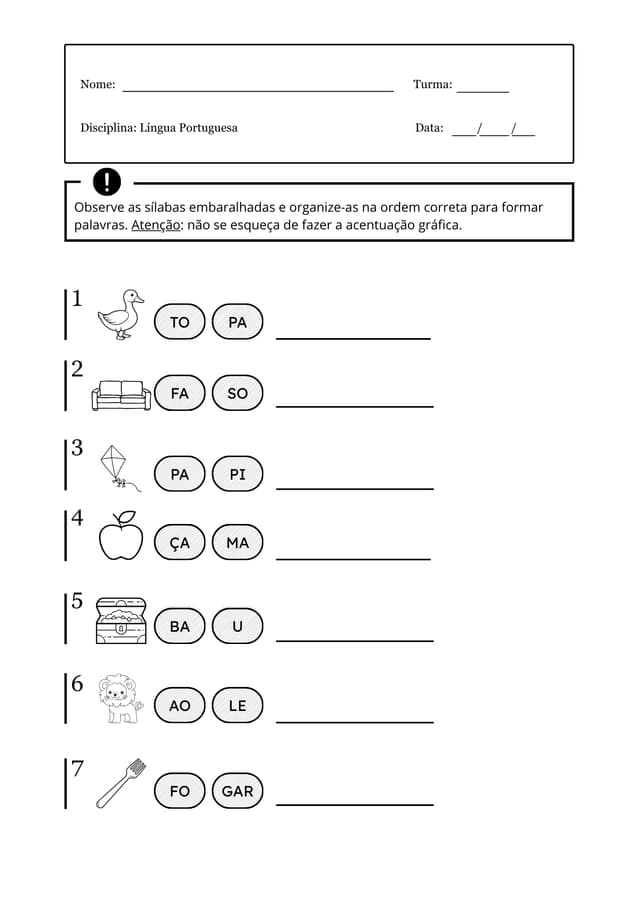 Atividade: Alfabetização